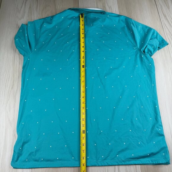 Nike Dri-Fit Mens Blue/Green Triangles Print Logo Sports Golf Polo Shirt Size XL - Picture 1 of 9